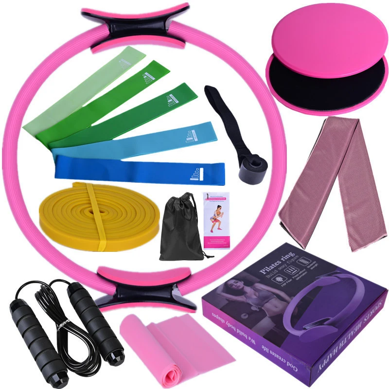 15 Teile/satz Latex Yoga Elastische Band Fitness Kühlen Handtuch Schiebe Platte Spannung Gürtel 3 Meter Springseil Pilates ring – Detail 5