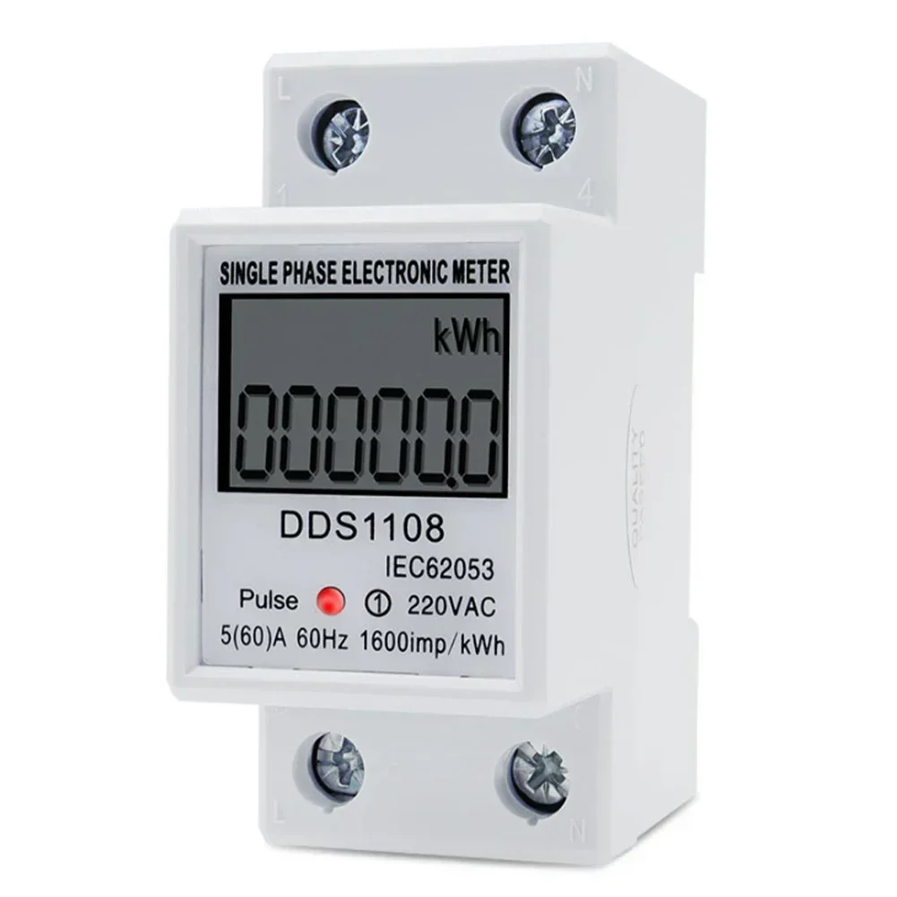Durable LCD Single Phase Electric Energy Meter KWH AC Digital WattHour Meter 220V 60A Flame Retardant Material