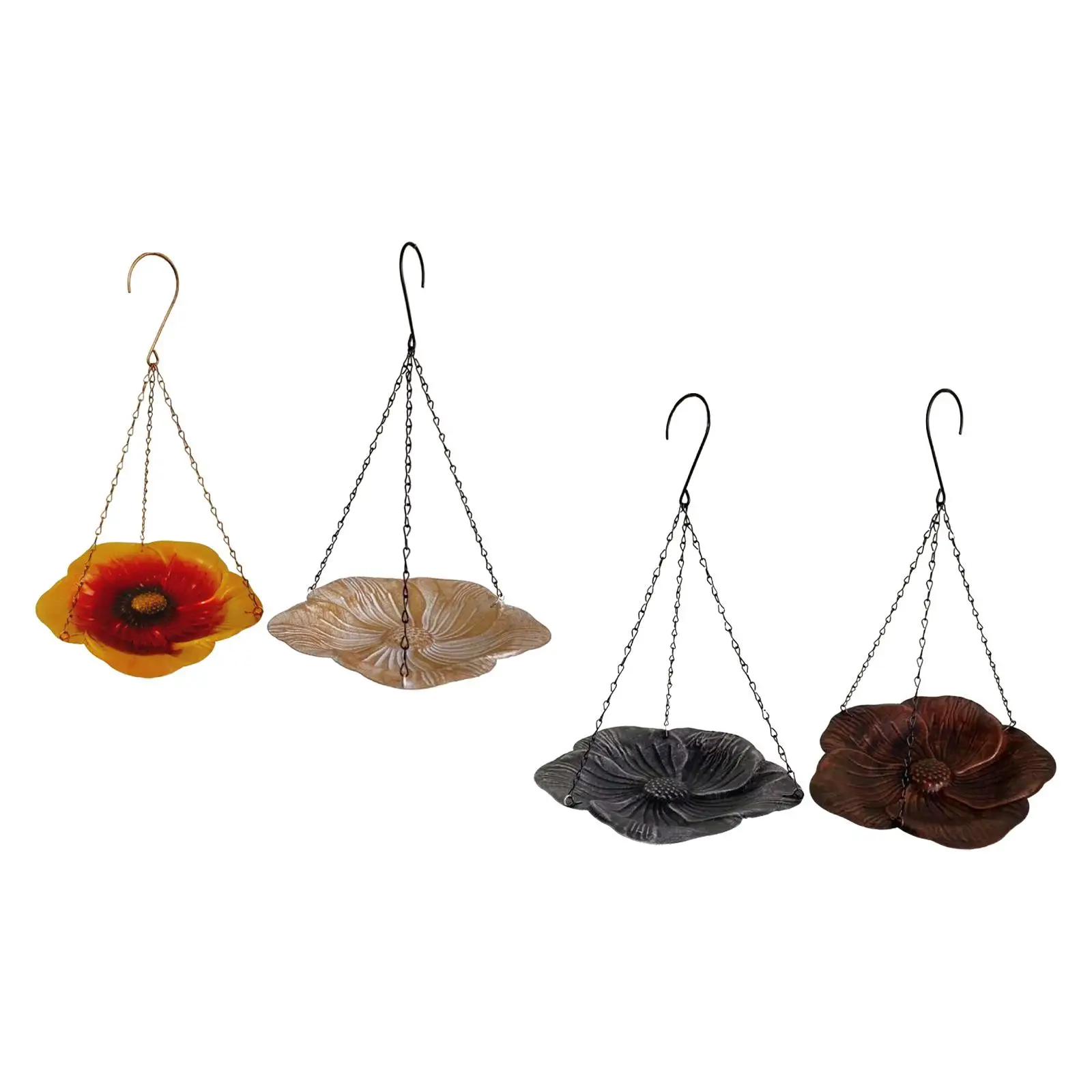 Outdoor Hanging Bird Feeder Iron Bird Bath Sturdy Floral Decor Garden Decoration Food Holder for Porch Lawn Balcony Yard