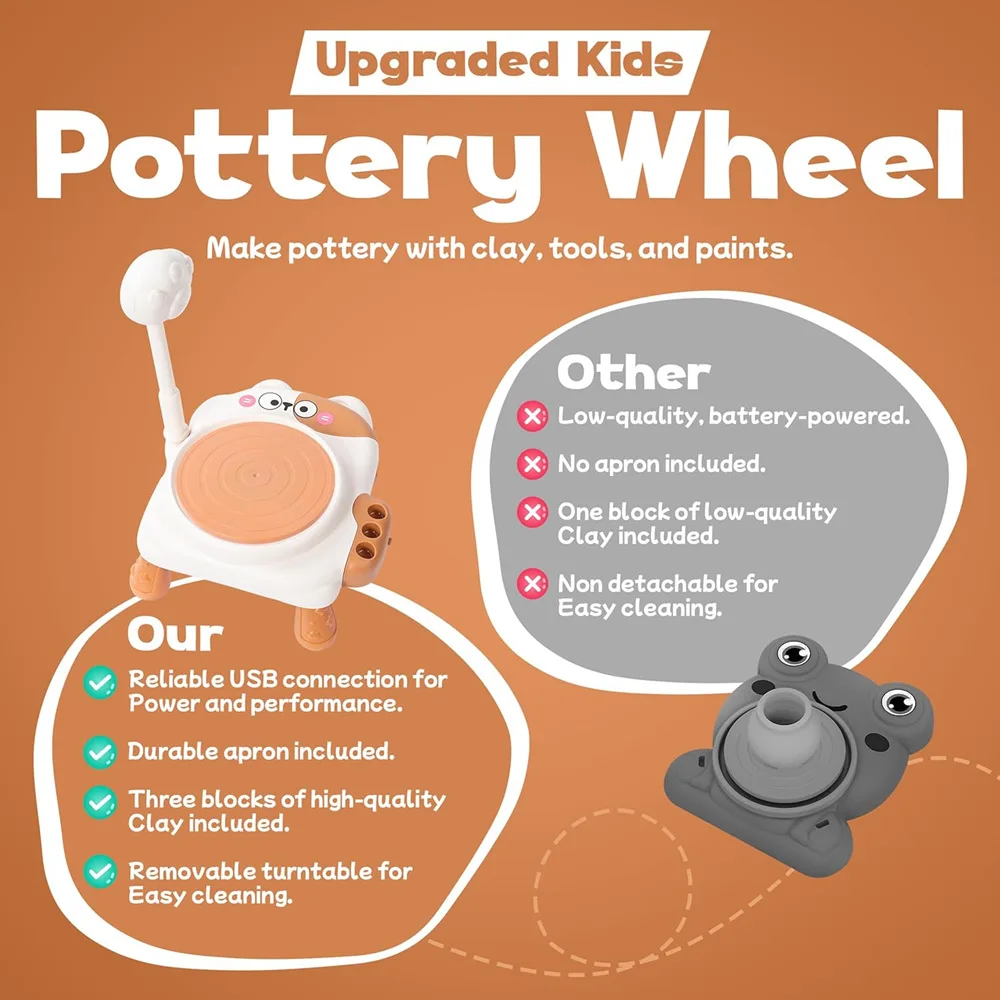 Children's Electric Pottery Wheel Kit with Sculpting Tools – Creative DIY Clay Crafts