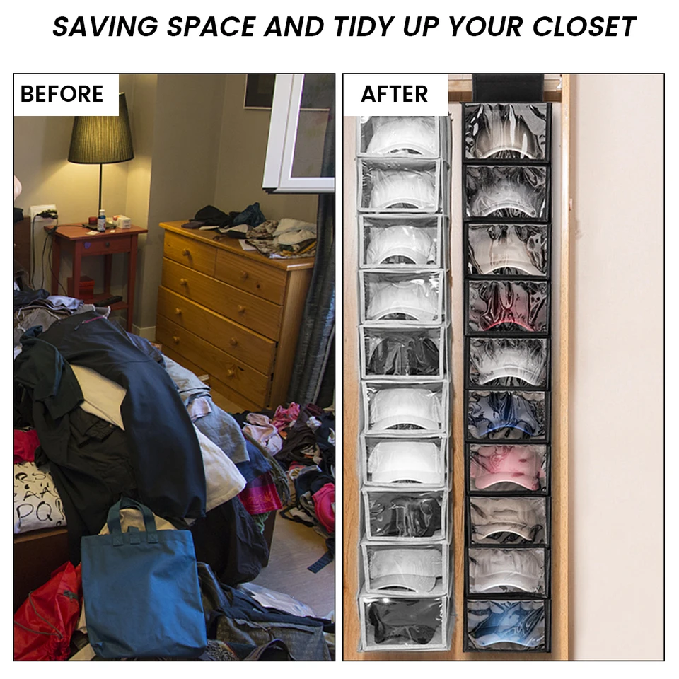 Organizador Colgante Para Armario - 2 Piezas, 6 Compartimentos Cada Uno, Malla De Poliéster Blanco