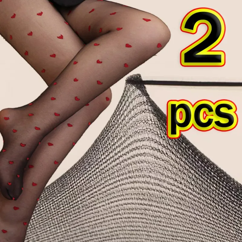 

Women Red Print Sexy Tights Girl Heart-shaped Leggings Female Graceful Silk Stockings High Hosiery Summer Stretch Sock Pantyhose