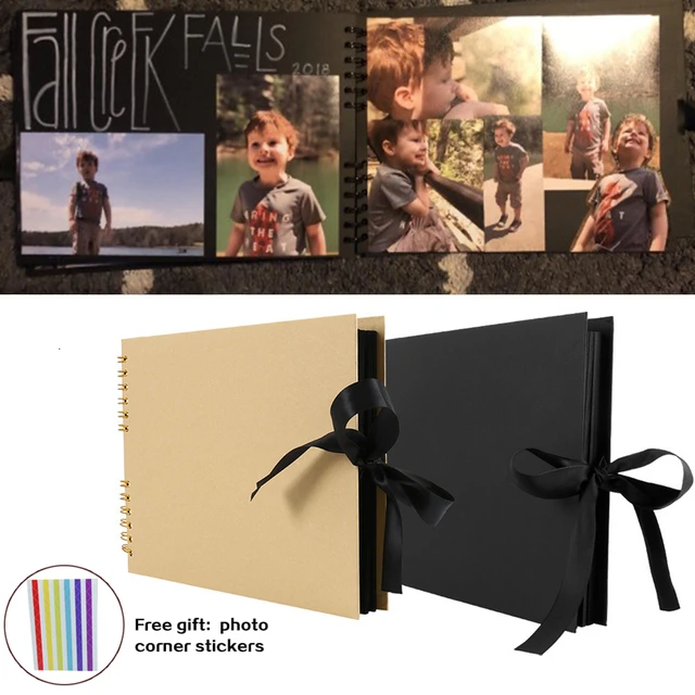 Álbum de fotos de álbum de recortes, páginas de papel negro, álbum de  recortes, álbum de recortes, boda, aniversario, regalo de memoria familiar,  7 x