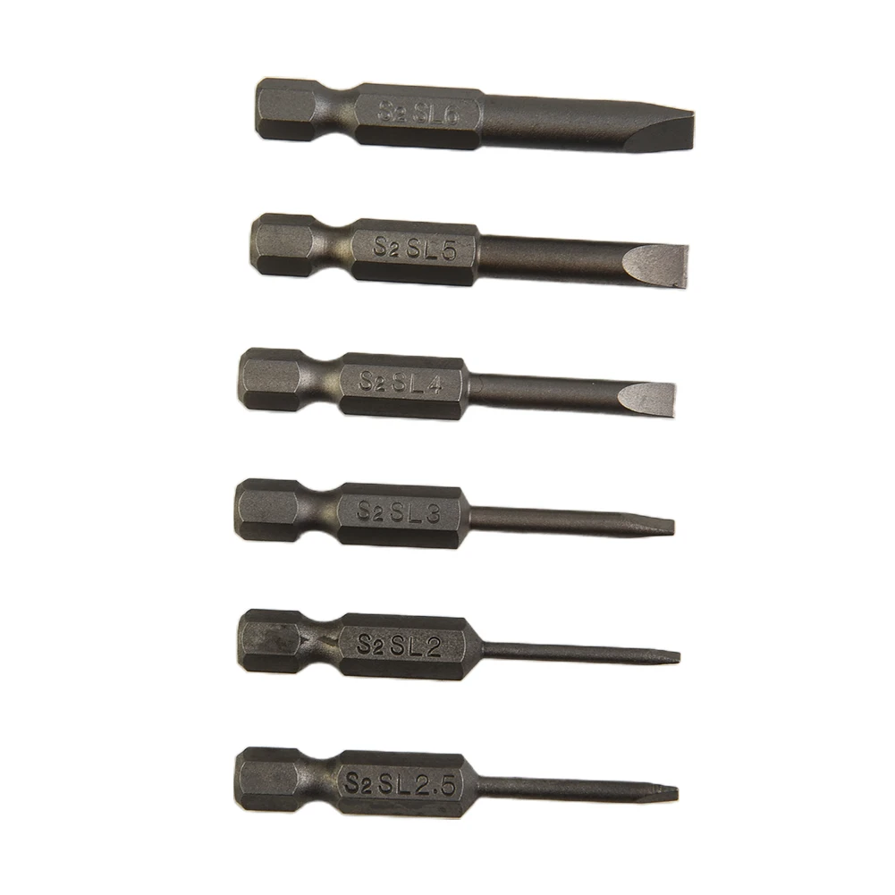 

New Practical Useful High Quality Slotted Tip Screwdriver Bit Slotted Tip 2.0-6.0mm 6pcs/set Screwdrivers Bits