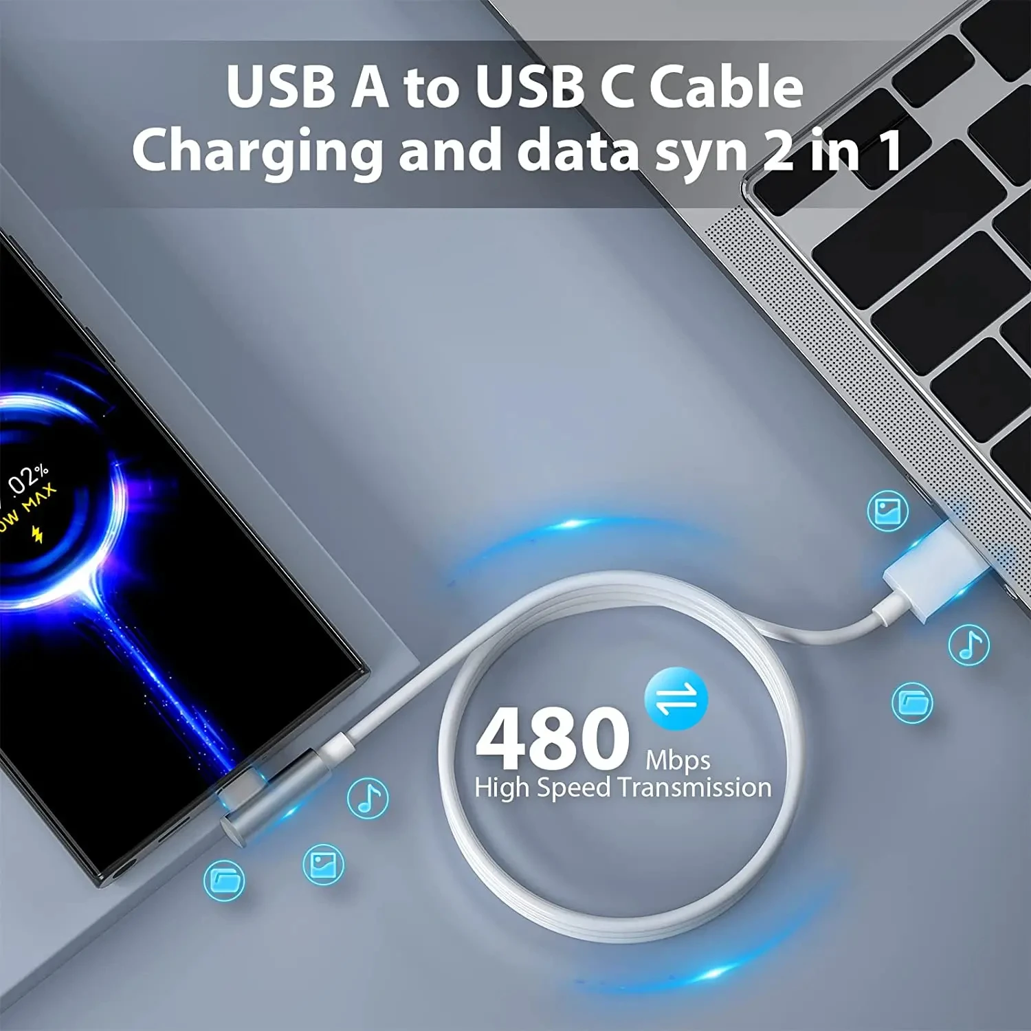 120W USB Type-C Turbo Charge Cable with 90-Degree Design
