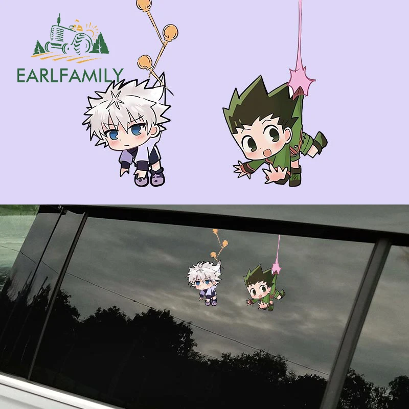

EARLFAMILY 13cm for HUNTER×HUNTER Chbi Car Stickers Pendant Fly Personality Decal Windows Anime Vinyl Car Accessories Sticker