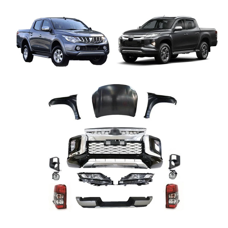 

Car front and rear bumper facelift wide body kit suitable for Mitsubishis Triton L200 2015-2019 change upgrade to 2020 2021