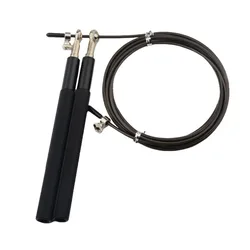 Professional Fitness Jump Rope with Metal Aluminum Handle for Speed and Double Shaking Workouts (Black)