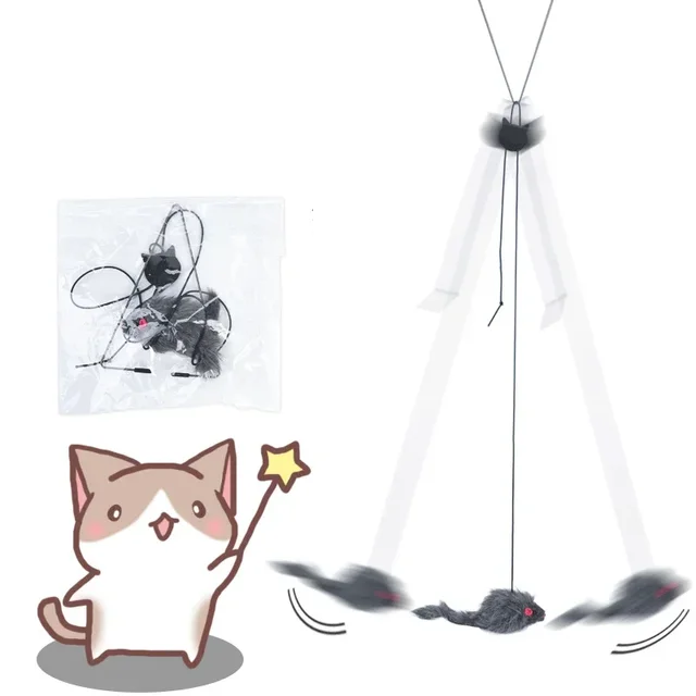 Simulation Mouse Cats Toy Funny Self-hey Hanging Door Retractable Cats Stick Scratch Rope Mouse Cat Interactive Toy Cat Supplies 4