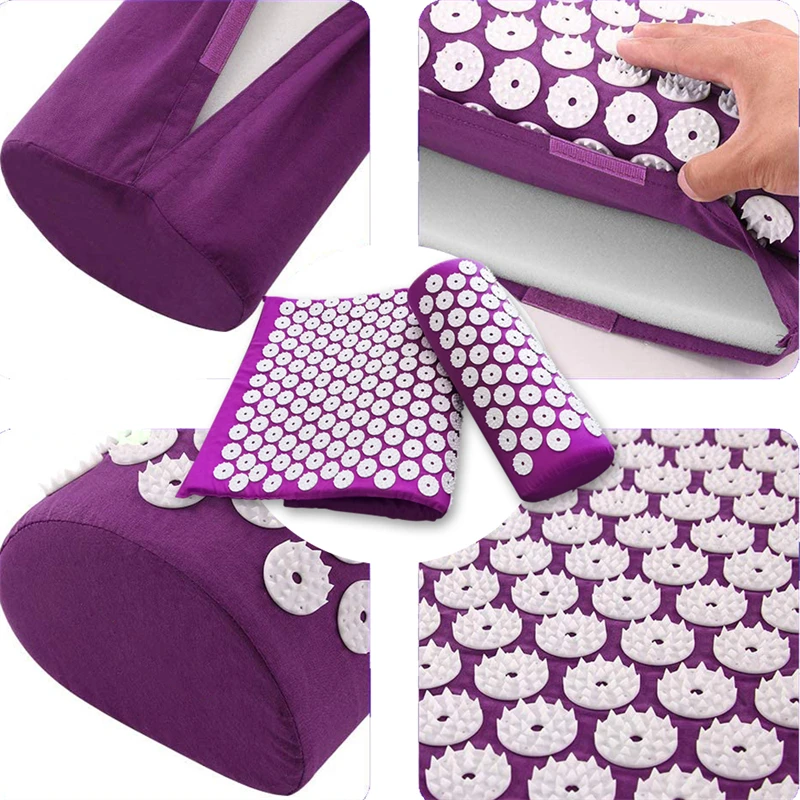 Pillow Massager Set Eco Lotus Acupressure Cushion Set with Kuznetsov Applicator for Back Pain Relief Foot Massager Mat massage pad