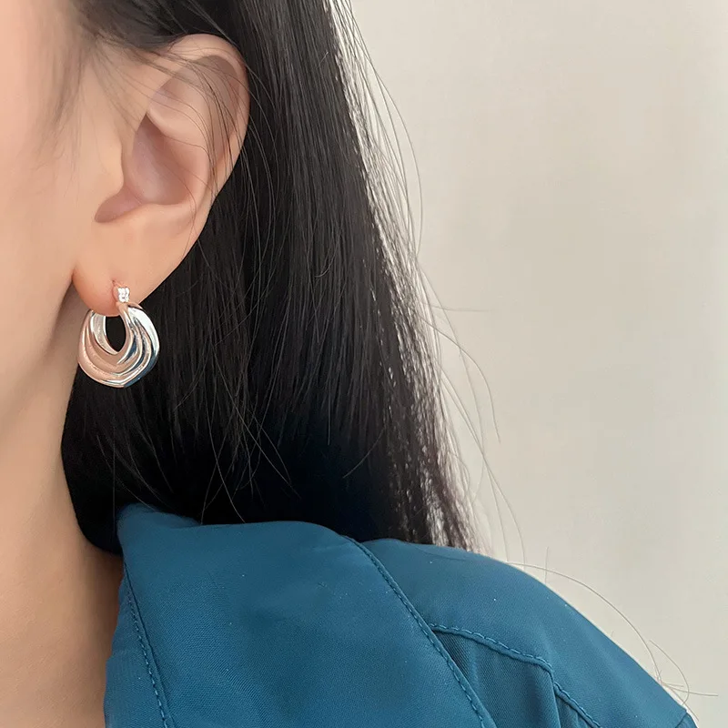 Orecchini a cerchio con borsa geometrica originale in argento sterling 925 per gioielli da piercing per ragazza da donna Pendiente da sposa per feste da donna  36