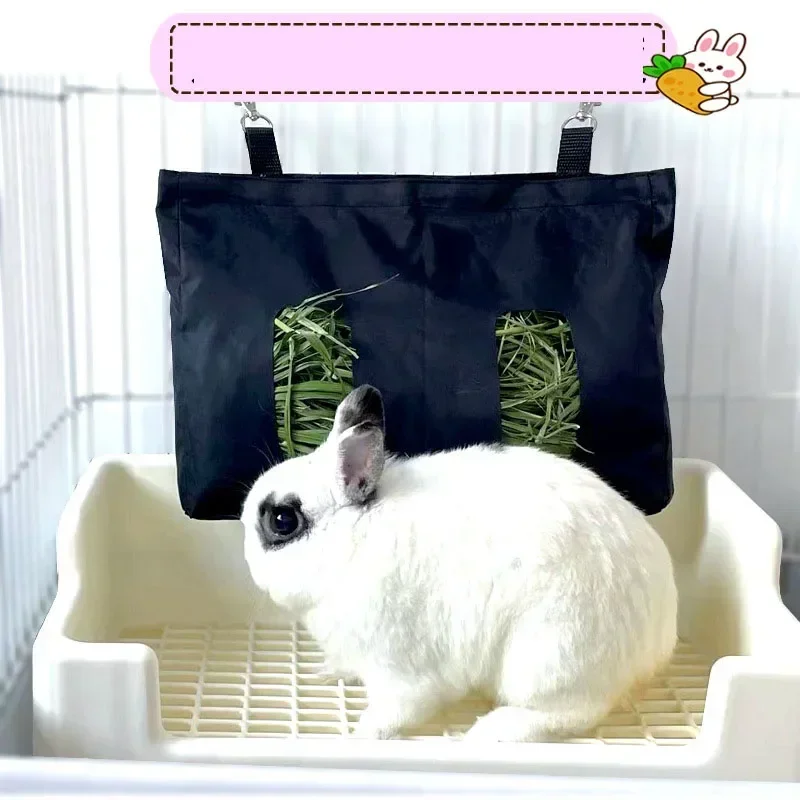 Rabbit Hay Feeder Bag Guinea Pig Hay Feeder Storage Hanging Feeding Bag for Small Animal Hamster Waterproof Nylon Cloth