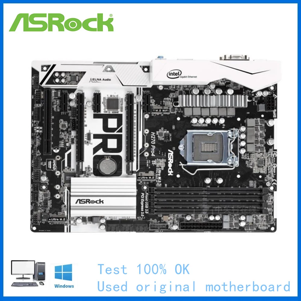 

Used For ASRock H270 Pro4 Computer Motherboard LGA 1151 DDR4 H270 Desktop Mainboard Support i3 i5 i7 7500 7600