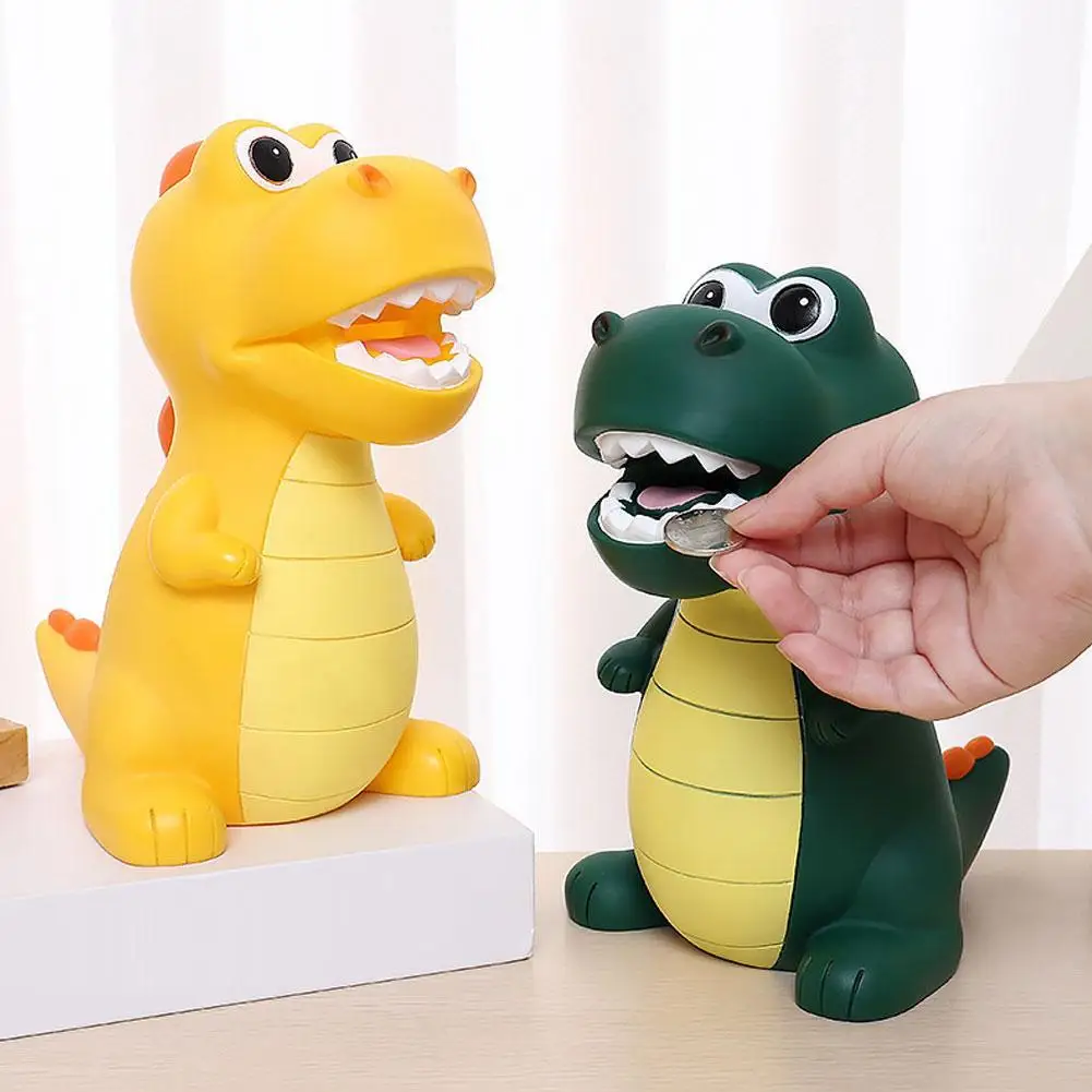 Large Capacity Dinosaur Piggy Bank Ornaments Hot Sale Cute Anti-fall Enamel Coin Piggy Bank Children's Gift Unisex 21 cm