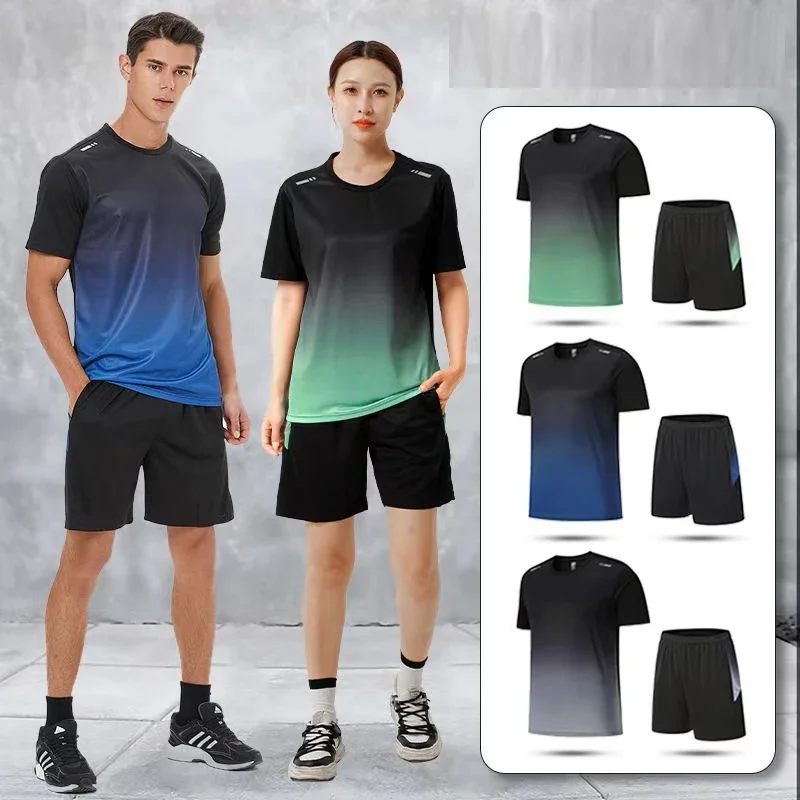 Men Tracksuit Quick Dry Sport Running Set Gym Jogging Sweatsuit Set 2 Pieces Fitness Training Football Suit Man Gym Clothing 4