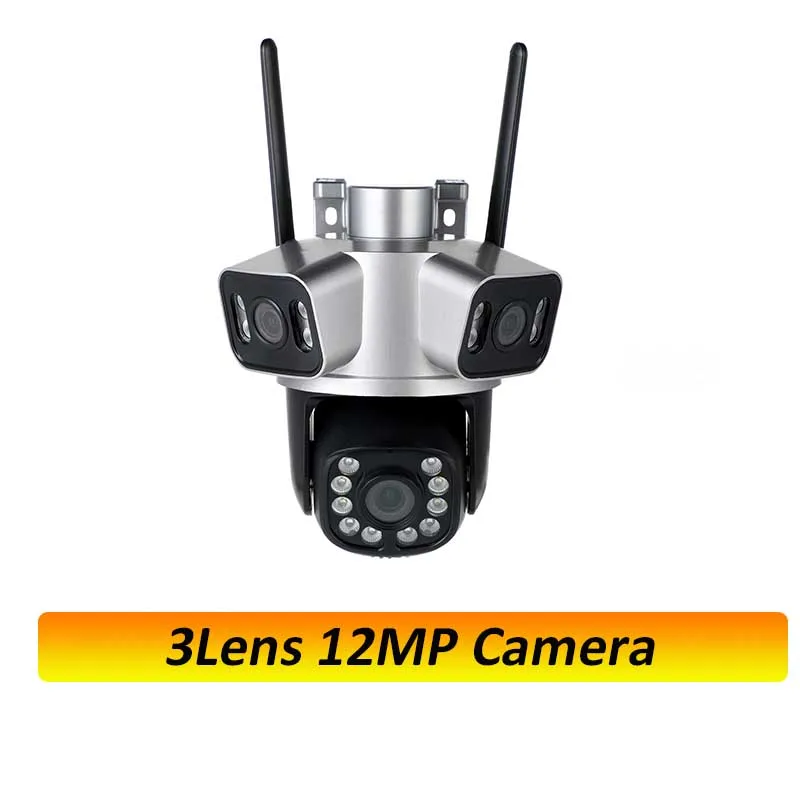 كاميرا مراقبة واي فاي 6K 12 ميجابكسل، 3 عدسات 3 شا...