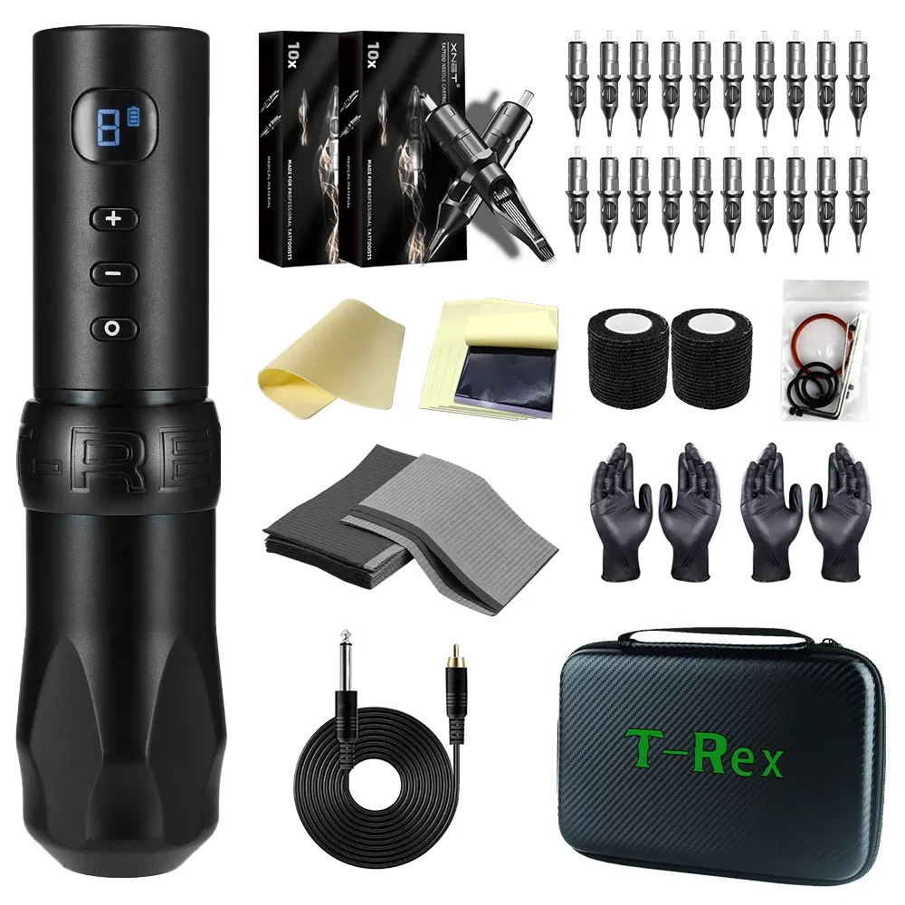 T-Rex Wireless Tattoo Machine Kit Rotary Tattoo Battery Pen Set Per Principianti Per Tattoo Artist Forniture Per Tatuaggi Trucco Permanente