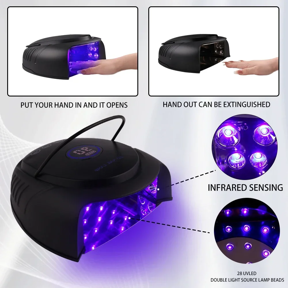 64W Rechargeable Nail Dryer Professional LED/UV Light Nail Machine Nail Lamp With Timing Function Nail Art Equipment Tool 5