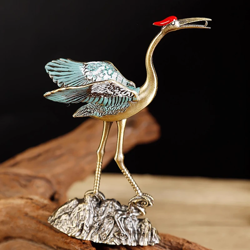 Creative Mini Aromatherapy Incense Burner, Home Indoor Zen Tea Ceremony Decoration, Metal Crane Shape Small Hanging Furnace, 1Pc