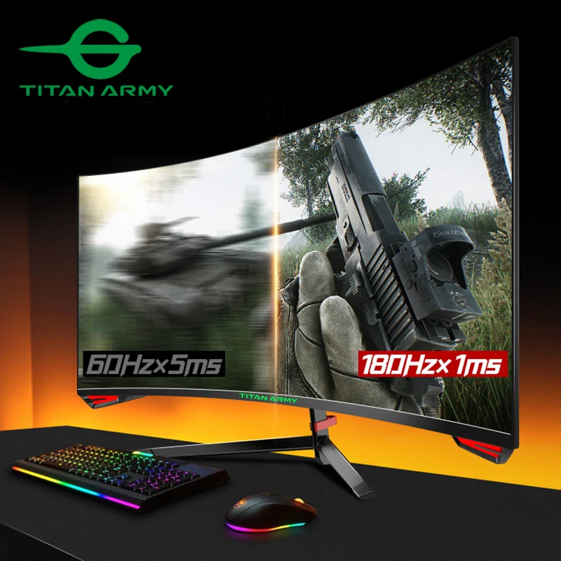 TITAN AMRY 23.6 inch 180Hz 1ms 1500R curved screen gaming esports full HD  1080P compatible 144Hz computer monitor P24H3GC - AliExpress