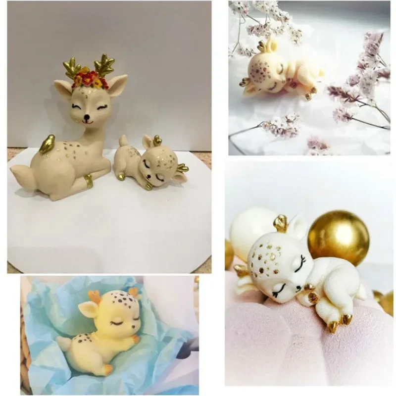 Creative New Sika Deer Shape Silicone Mold Cute Pet Cake Chocolate Resin Mold 3D Deer Cake Decorating Tools Soap Candle Mold