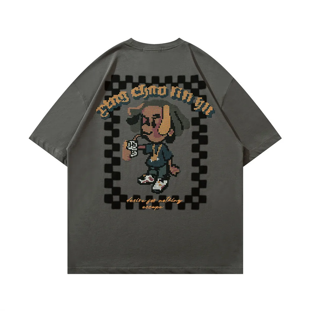 

Mens Letter Anime Cartoon Tops Cotton Hip Hop Rapper Tees Womens Short Sleeve Casual Unisex Oversize Streetwear Loose Tshirts