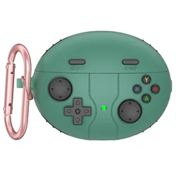 3D Game Console Button Silicone Protective Case with Keychain - Shockproof Design (Green)