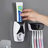 2PCS Automatic Toothpaste Dispenser Dust-proof Toothbrush Holder Wall Mount Bathroom Accessories Set Squeezer 4