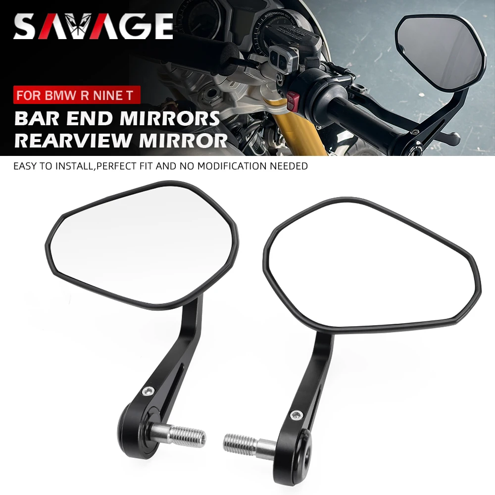 360-Adjustable-Convex-E9-Handlebar-End-Rearview-Mirrors-For-BMW-R-NINE ...