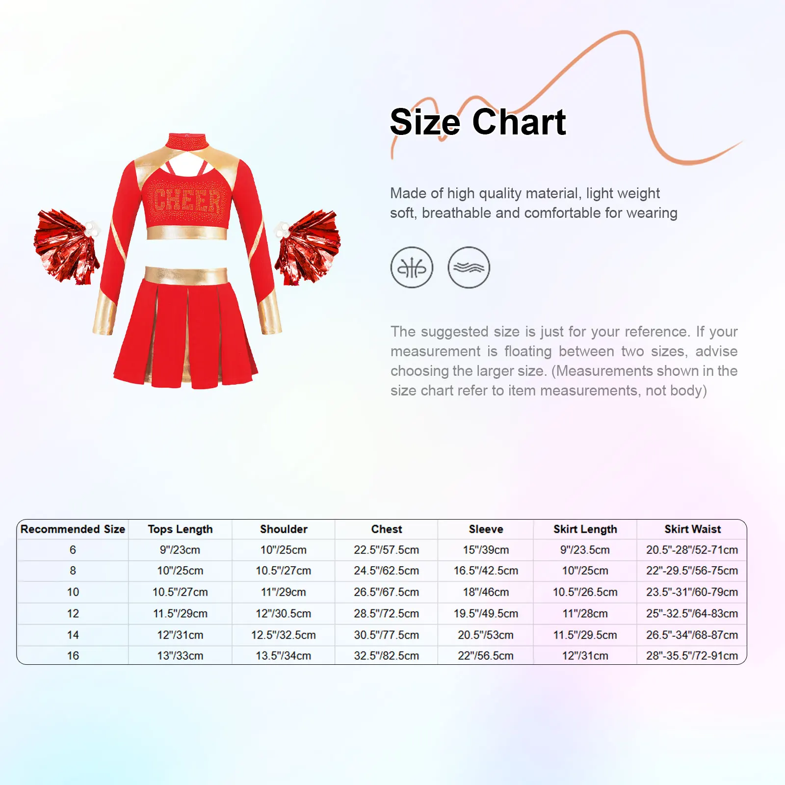 Kid Girls Dance Cheerleading Outfit Cheer Modern Dance Set Long Sleeve Rhinestones Crop Top with Pleated Skirt 2Pcs Flower Balls