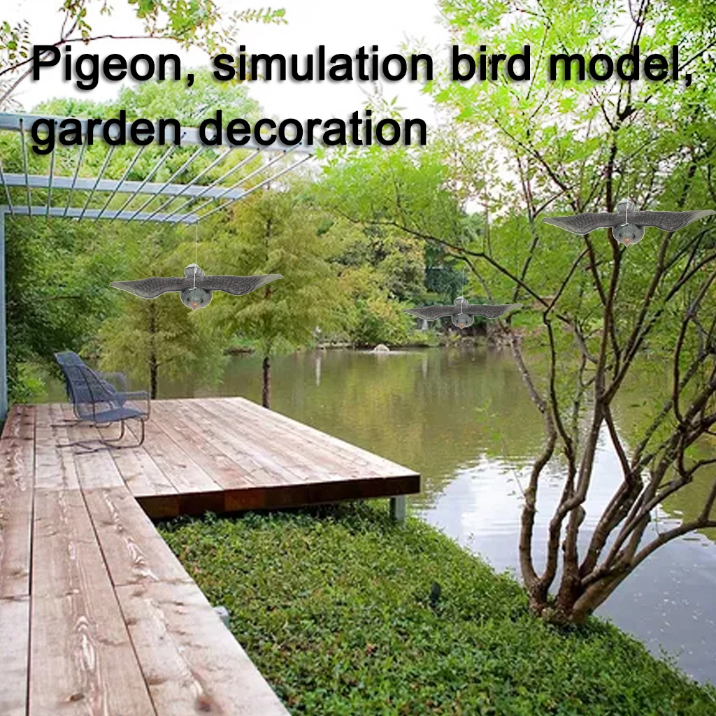 Vivid Flying Bird Hawk Pigeon Decoy Garden Crow Scarer Yard Scarecrow Weed Pest Control with Hook and Wire Garden Supplies