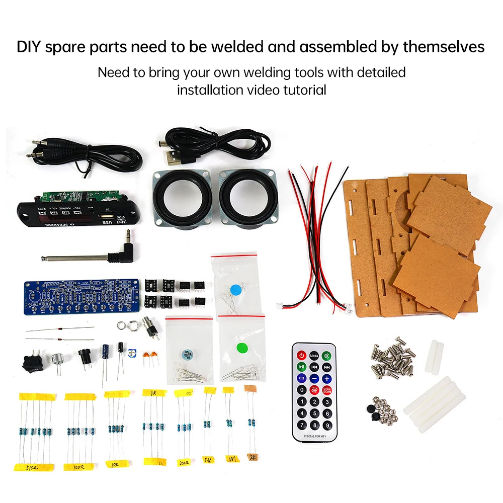 DIY FM Radio Kit 87.5-108MHz 2x3W Amplifier Bluetooth Speaker with Spectrum Display DIY Electronic Soldering Practice Kit