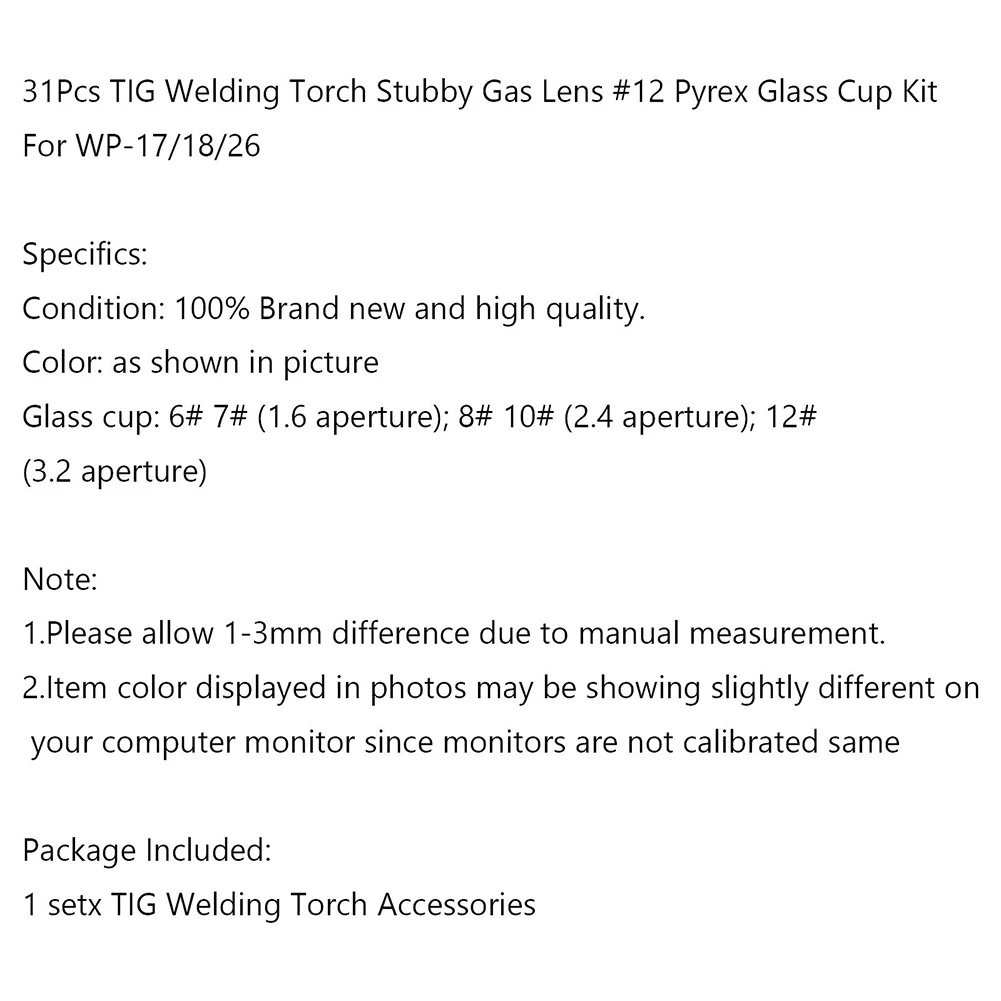 

High Quality Hot Sale Brand New Welding TIG Torch 31Pcs Durable For WP-17/18/26 Practical Tool Universal Useful