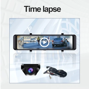 Acceo 4K Dashcam Rearview Mirror Car DVR Android Auto Wireless Carplay Built-in WIFI Support 1080P Rearview Camera Recorder GPS 6
