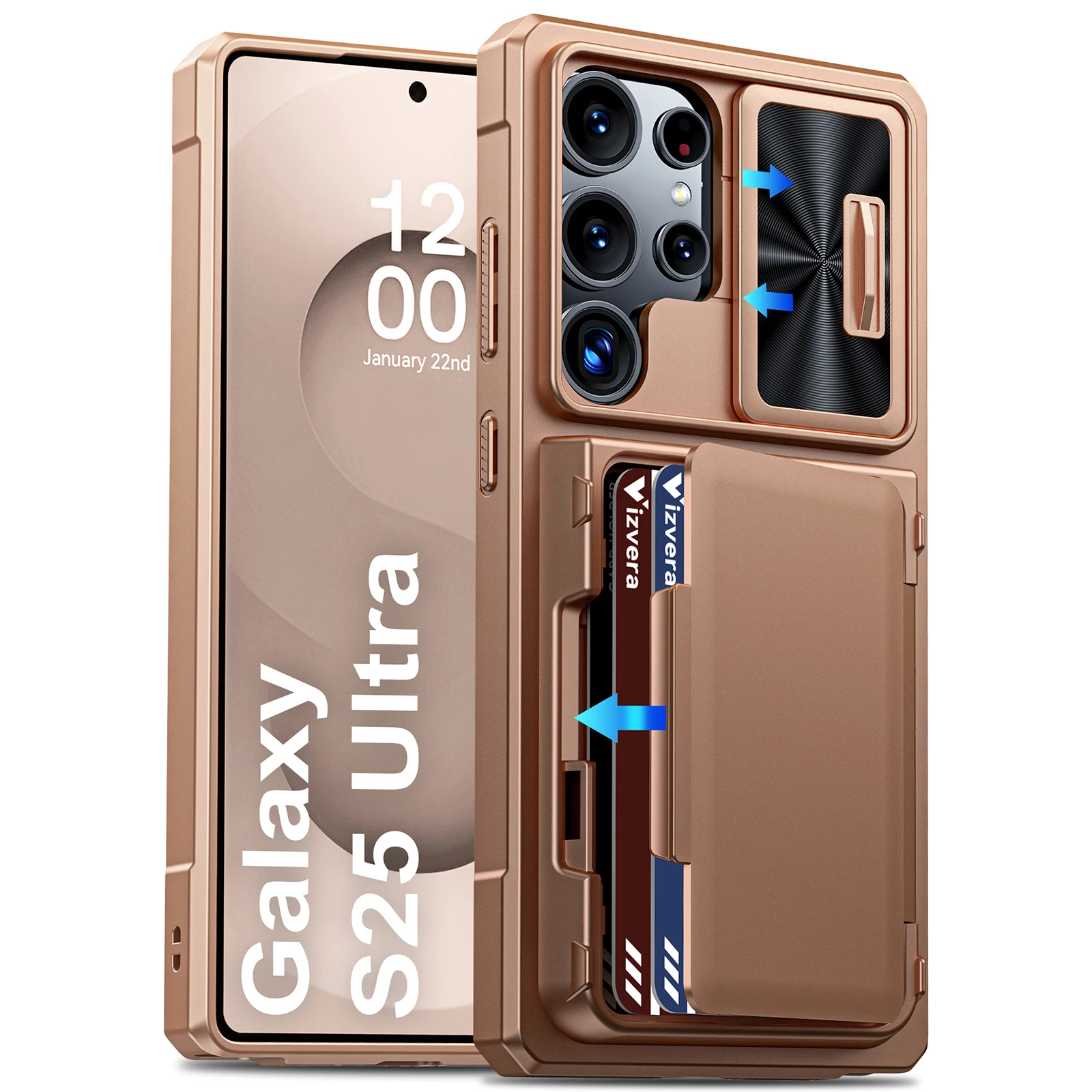 Premium Wallet Case with Card Holder & Kickstand - Full Body Protection with Camera Cover