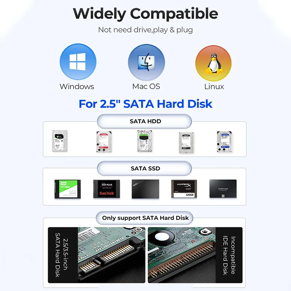 ORICO HDD Case 3.5" Hard Drive Enclosure Aluminum USB3.1 Type-C Heat Dissipation External HDD Docking Station for 2.5" 3.5"