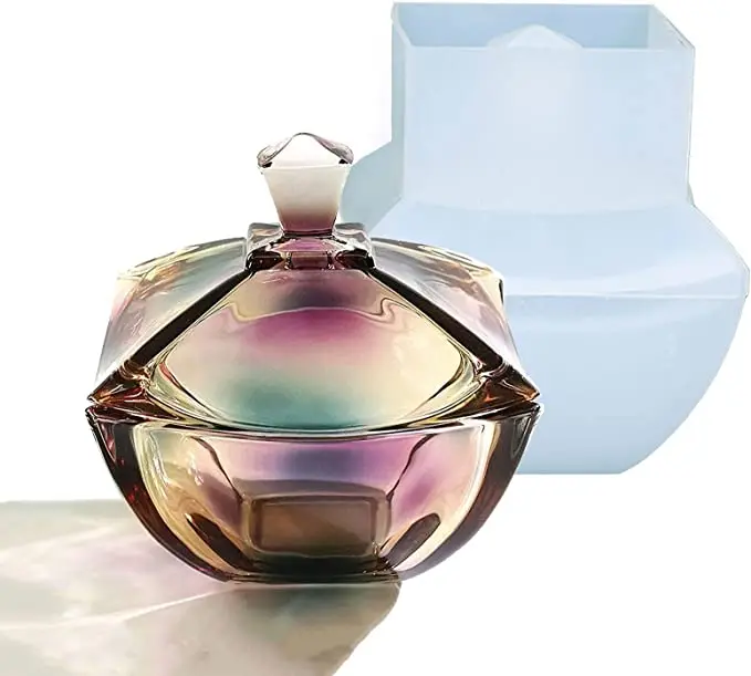 

Luxury Resin Art Square Storage Silicone Resin Mold with Lids Box Jar Epoxy Silicone Casting Molds for Jewelry Ornament Storage