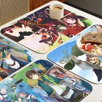Anime KonoSuba Whitepaper Table Drain Pad Tabletop Absorbent Draining Mat Tableware Mats Placemats For Table Decor 1