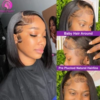 Perruque Bob Lace Front Wig 180% brésilienne naturelle, cheveux courts lisses, 13tage, pour femmes africaines, soldes 4
