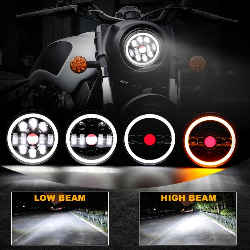 

1/2 Pcs 7 Inch Round LED Headlight Motorcycle Trunk Headlamp Light for Jeep Wrangler JK TJ CJ Hummer