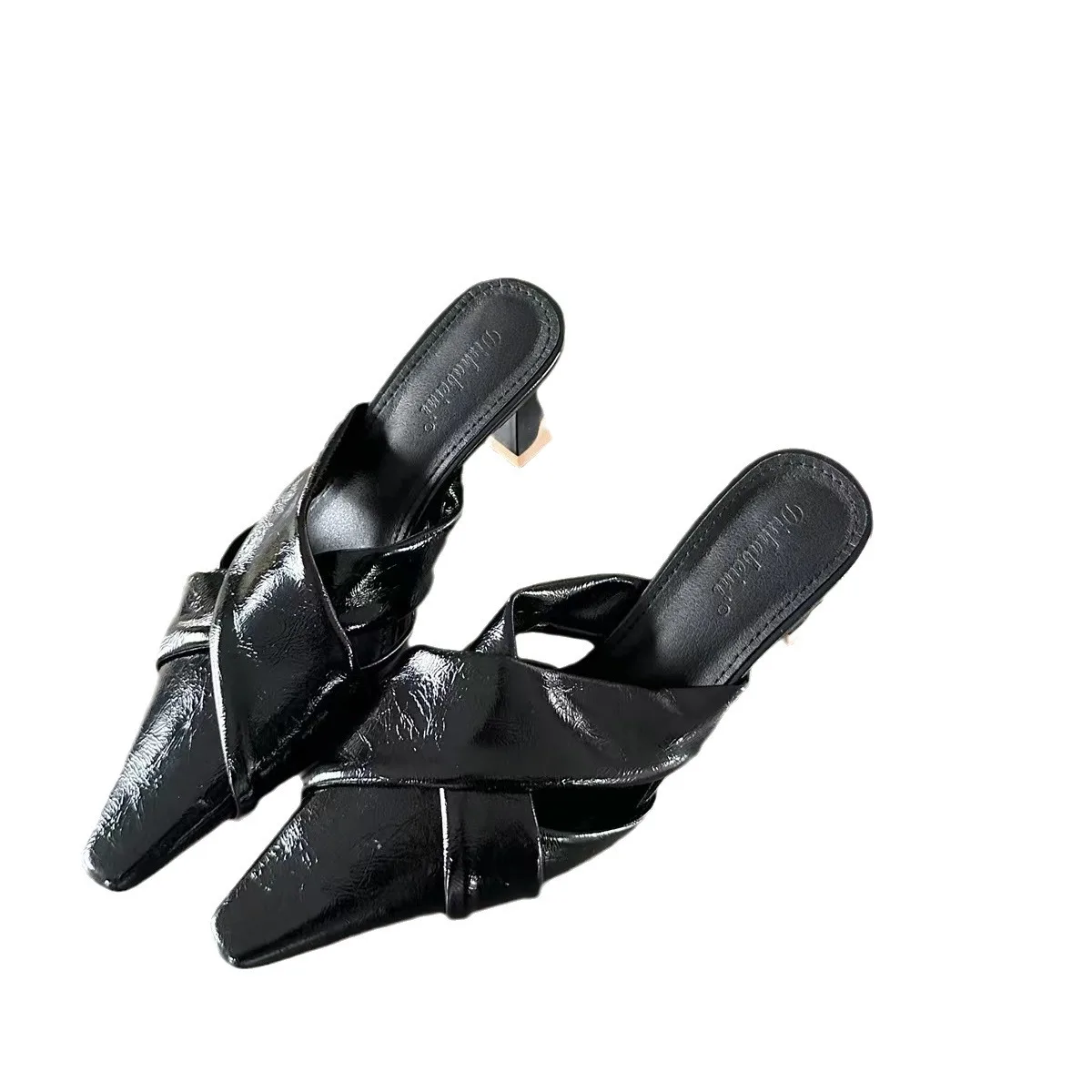 Baotou Half Slippers, Fashionable Women's Shoes for External Wear, New Niche Designs Stylish Pointed Toe Shoe In The Middle Heel