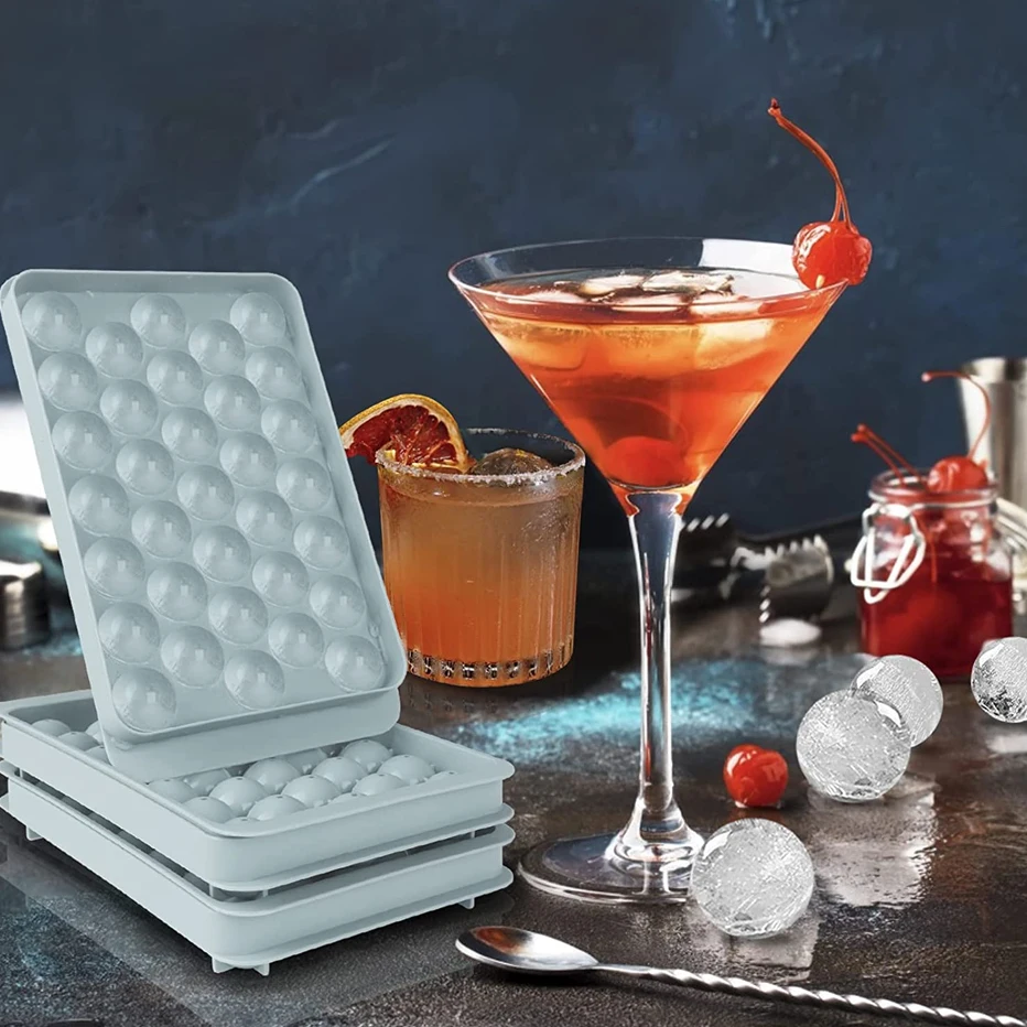 Ice Cube Tray Round Ice Ball Maker Mold Sphere Circle Chilling Cocktail Whiskey Tea Coffee Cube Mold With Storage Box