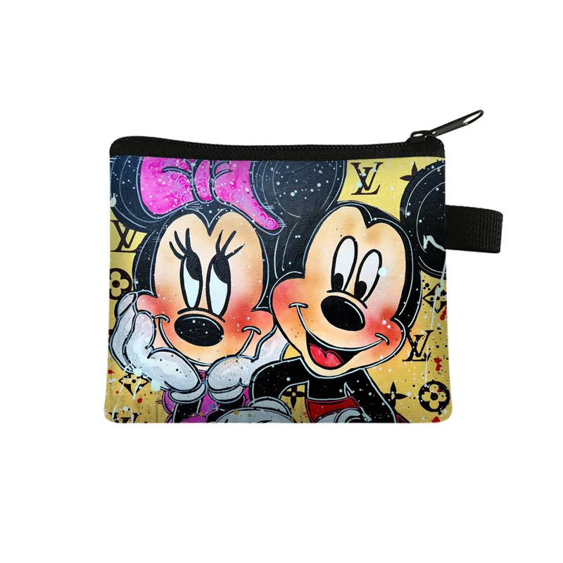 Disney Mickey Kids Coin Purse Kawaii Wallet Portable Card Holder Mickey Cute Print Polyester Key Storage Bag Frog Wallet