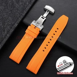 Premium Waterproof Sports Rubber Watch Band - Black Quick Release Strap, Available in Multiple Widths - 22mm (Orange)