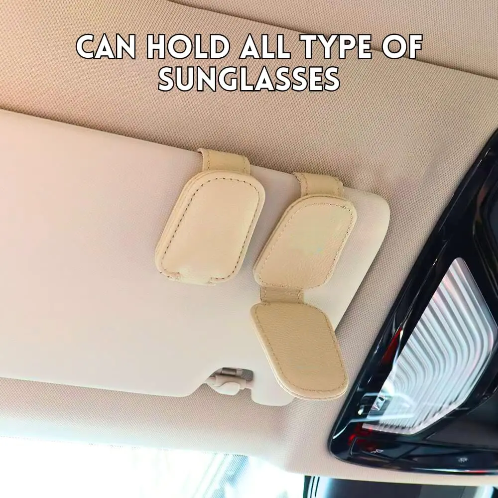 유니버설 자동차 선글라스 홀더 자기 가죽 클립 카드 티켓 홀더 자동 썬 바이저 안경 상자 장식 액세서리