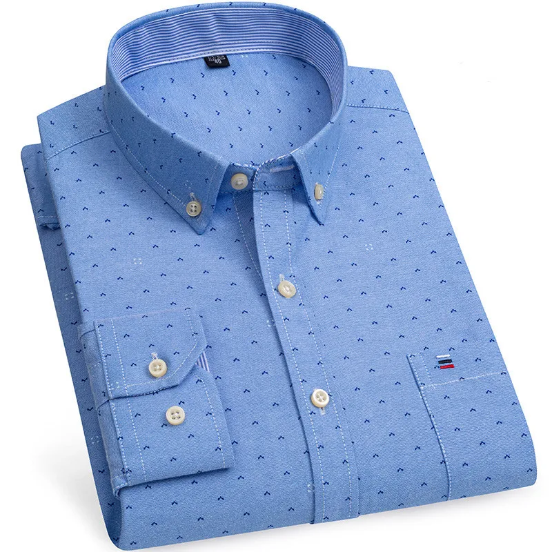 Dress Shirts Plus Size 7XL 6XL 5XL Men's Social Shirt Pure Cotton Oxford Luxury Brand Thin Soft Buttoned Plaid Formal Work Western Clothing