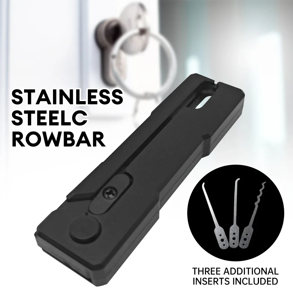 Stainless Steel Crowbar Multi-Tool Quick Flip Grav Pick Stainless Steel Durable Door Open Keys Hands-on Rake Lock Pick Set