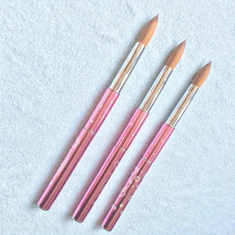 Round Sharp 1Pcs 3D Rhinestone Professional Salon Using Kolinsky Nail Drawing Painting Tools Sculpture Manicure Art Brush 8#6# 3