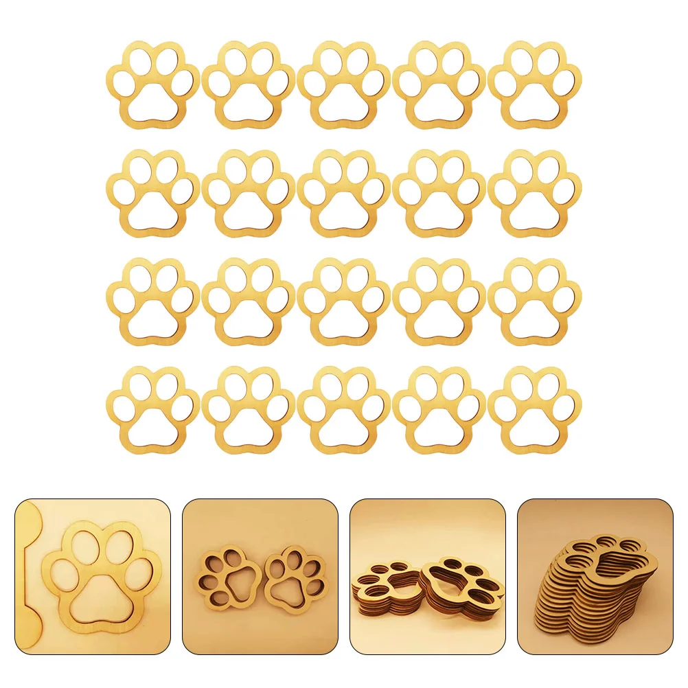 

30 Pcs Wooden Dog Paw Decoration Unfinished Cutouts DIY Gift Decors Labels Slices Shaped Ornament Ornaments Chips Tags
