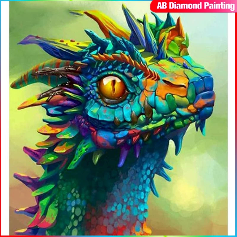 

GATYZTORY AB Diamond Mosaic dragon Animal Full Drill Square Round Painting Cross Stitch Embroidery Complete Kit Wall Decor